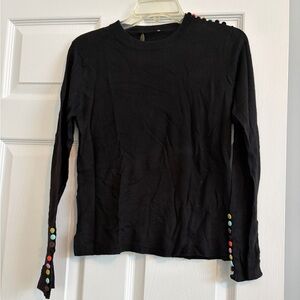 One Girl Who Boutique Black Long Sleeve Top with Colorful Button Accents